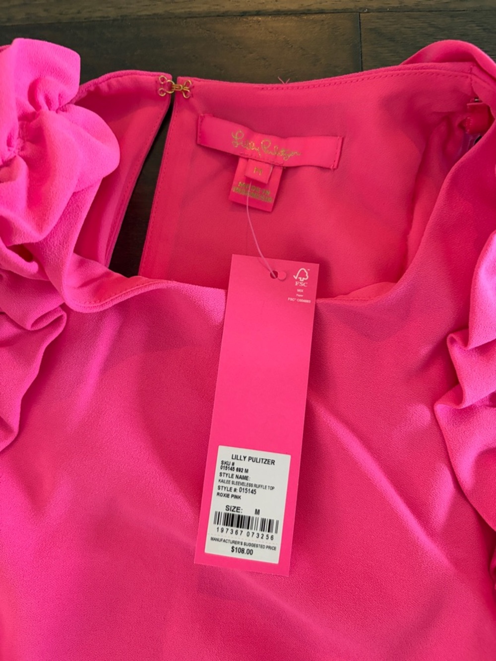 New With Tags Lilly Pulitzer Kailee Ruffle Sleeveless Too Sz M - Picture 5 of 8